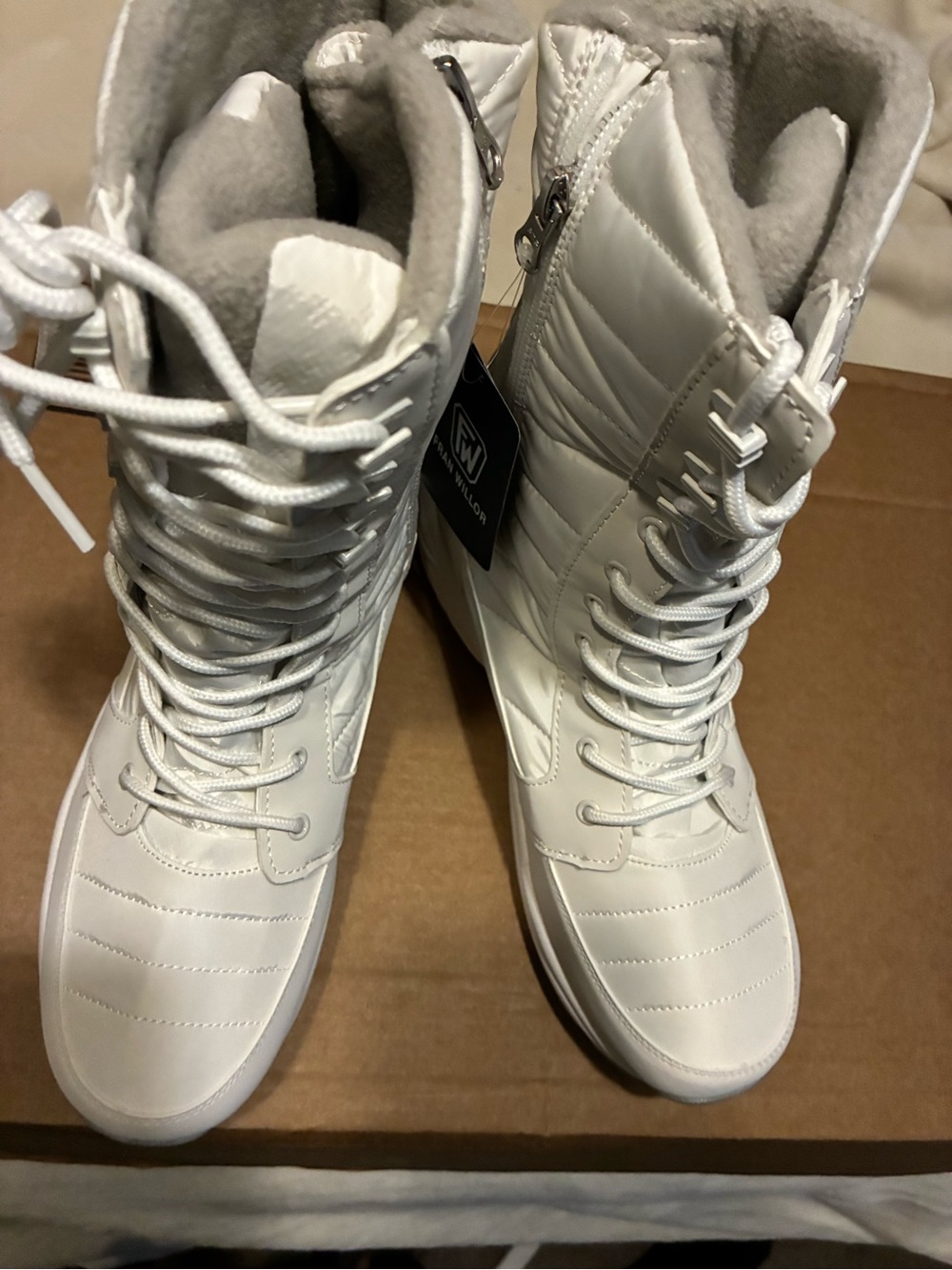 FW Fran Willor Women's Waterproof Winter Snow Boots Side Zipper white size 11